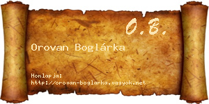 Orovan Boglárka névjegykártya